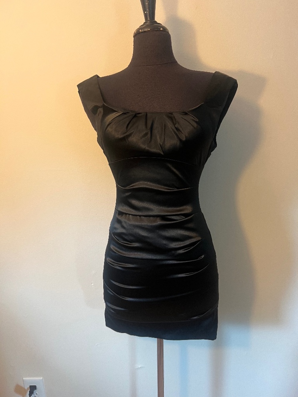 Windsor Black Satin Bodycon Mini Dress